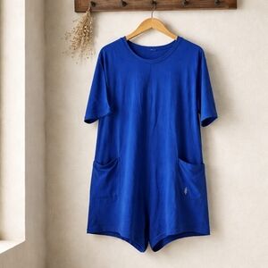 Vibrant Blue FREE PEOPLE Movement Short Sleeve Romper